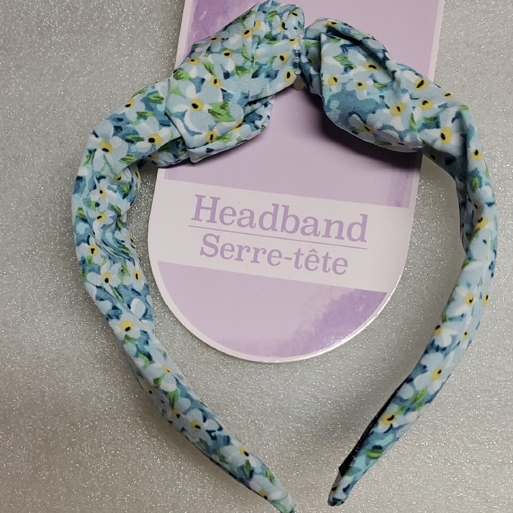 Floral Blue Kids Hand Made Headband New